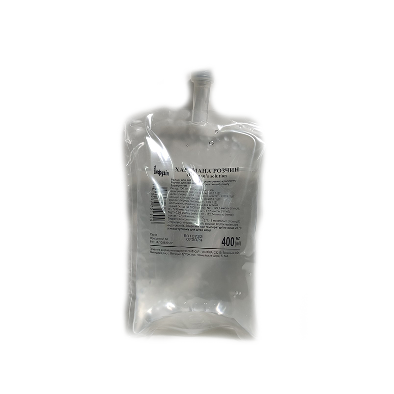 ХАРТМАНА РОЗЧИН розчин для інфузій по 400 мл у пакетах